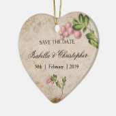ゴールデンジュエリーフローラ結婚式の日付を保存 セラミックオーナメント (左)