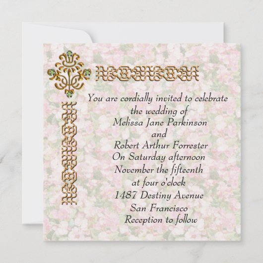 ゴールデンジュエリー結婚ドフローラ 招待状 (裏面)