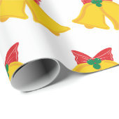 ゴールデンジングルベルクリスマスギフトホワイトシームレス ラッピングペーパー (ロールコーナー)