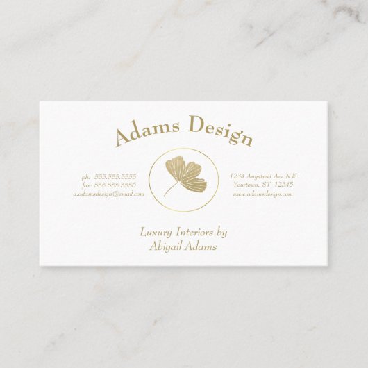 ゴールデンジンコウリーフデザインスパヨガ美しい 名刺 (正面)