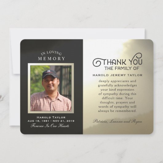 ゴールデンスカイカスタムー写真インメモリサンキューカード 招待状 (正面)