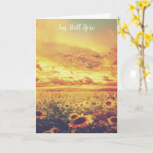 ゴールデンスカイサンフラワーズ&心地よい詩悔やみや弔慰 カード (黄色い花)