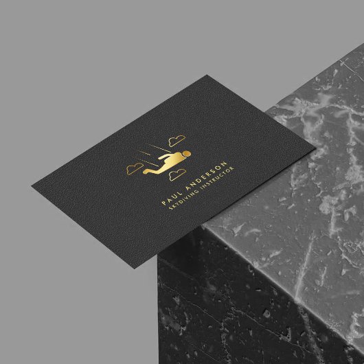 ゴールデンスカイダイビングインストラクターエレガントロゴモノグラム 名刺