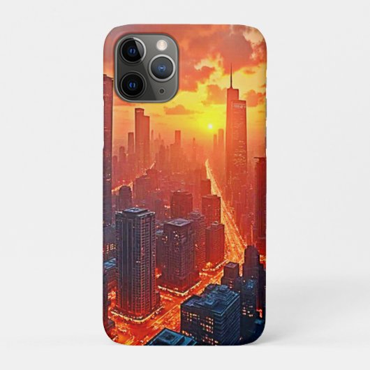ゴールデンスカイライン: ラディアントシティサンセットアート Case-Mate iPhoneケース (裏)