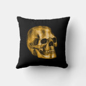 ゴールデンスカルカッコいいラグジュアリーブラックゴシックハロウィーン クッション (裏面)