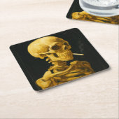 ゴールデンスカル喫煙ユニークバンゴッホインスパイア スクエアペーパーコースター (アングル)