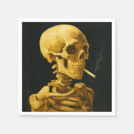 ゴールデンスカル喫煙ユニークバンゴッホインスパイア スタンダードカクテルナプキン