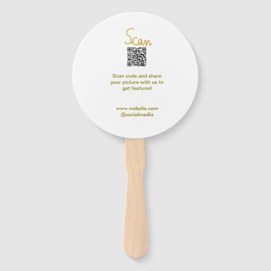 ゴールデンスキャンQRコードグリッターシンプルカリグエレガントル ハンドファン (正面)