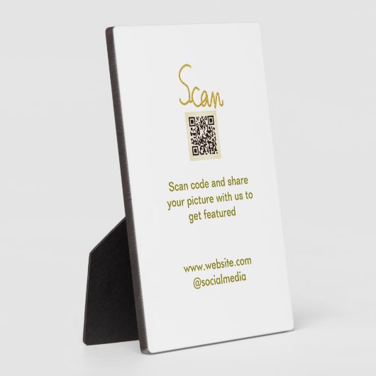 ゴールデンスキャンQRコードグリッターシンプルカリグエレガントル フォトプラーク (側面)