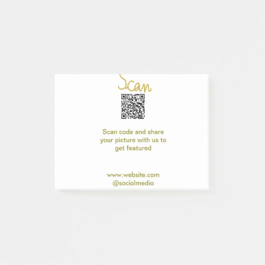 ゴールデンスキャンQRコードグリッターシンプルカリグエレガントル ポストイット (正面)