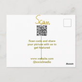 ゴールデンスキャンQRコードグリッターシンプルカリグエレガントル ポストカード (裏面)