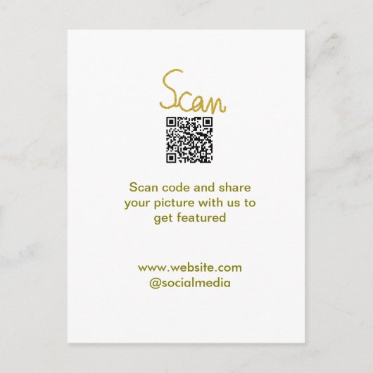ゴールデンスキャンQRコードグリッターシンプルカリグエレガントル ポストカード (正面)