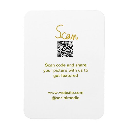 ゴールデンスキャンQRコードグリッターシンプルカリグエレガントル マグネット (縦)