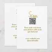 ゴールデンスキャンQRコードグリッターシンプルカリグエレガントル 招待状 (正面/裏面)