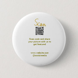 ゴールデンスキャンQRコードグリッターシンプルカリグエレガントル 缶バッジ