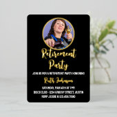 ゴールデンスクリプトの退職パーティー写真 箔招待状 (立ち正面)