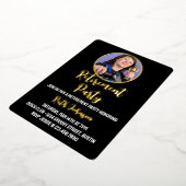 ゴールデンスクリプトの退職パーティー写真 箔招待状 (回転した状態)