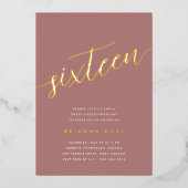 ゴールデンスクリプトスイート16誕生日パーティー 箔招待状 (正面)