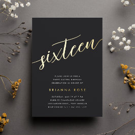 ゴールデンスクリプトスイート16誕生日パーティー 箔招待状