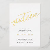 ゴールデンスクリプトスイート16誕生日パーティー 箔招待状 (正面)