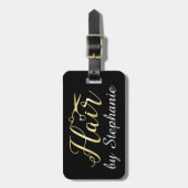 ゴールデンスクリプトハサミヘアスタイリストのヘアサロン ラゲッジタグ (正面縦)