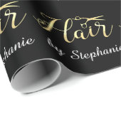 ゴールデンスクリプトハサミヘアスタイリストのヘアサロン ラッピングペーパー (ロールコーナー)