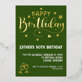 ゴールデンスクリプトバースデーパーティーフォイル招待状 箔招待状 (正面)