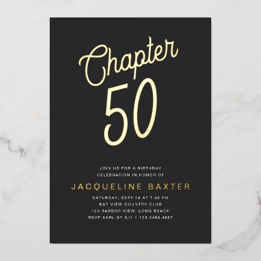 ゴールデンスクリプト第50章50th誕生日パーティー 箔招待状 (正面)