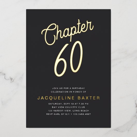 ゴールデンスクリプト第60章60th誕生日パーティー 箔招待状 (正面)