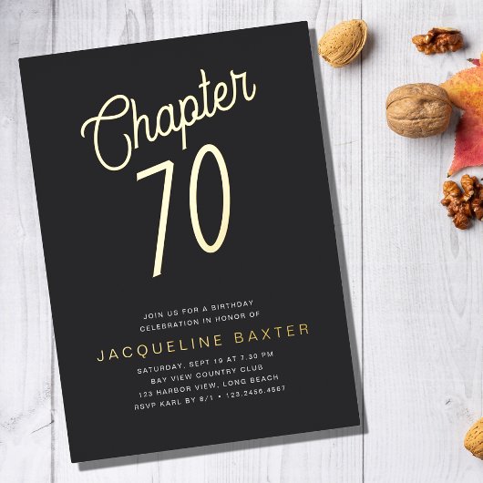 ゴールデンスクリプト第70章70th誕生日パーティー 箔招待状