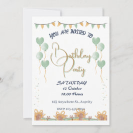 ゴールデンスクリプト誕生日パパーソナライズされたーティ 招待状