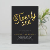 ゴールデンスクリプト21歳の誕生日パーティー 箔招待状 (立ち正面)