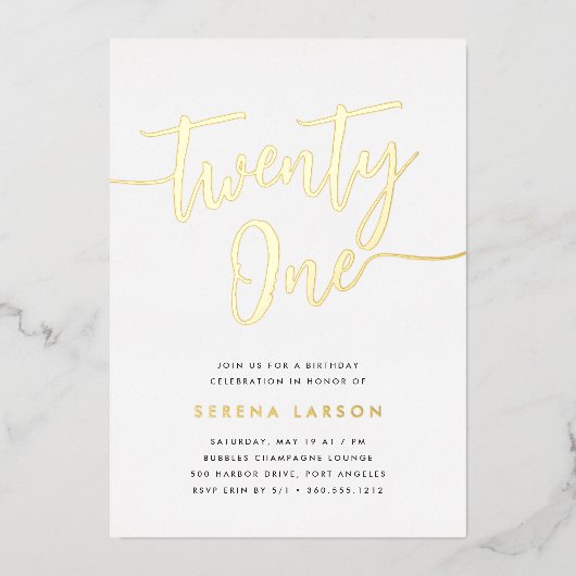 ゴールデンスクリプト21歳の誕生日パーティー 箔招待状 (正面)