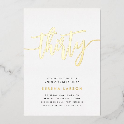 ゴールデンスクリプト30th誕生日パーティー 箔招待状 (正面)