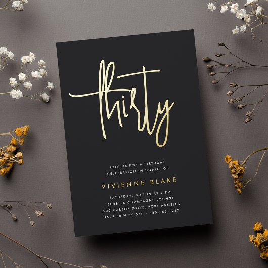 ゴールデンスクリプト30th誕生日パーティー 箔招待状