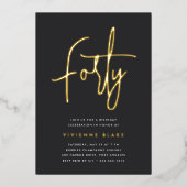ゴールデンスクリプト40th誕生日パーティー 箔招待状 (正面)
