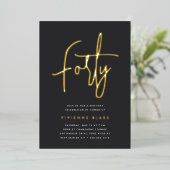 ゴールデンスクリプト40th誕生日パーティー 箔招待状 (立ち正面)