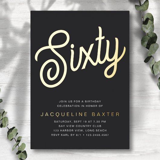ゴールデンスクリプト60th誕生日パーティー 箔招待状
