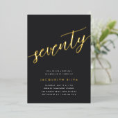 ゴールデンスクリプト70th誕生日パーティー 箔招待状 (立ち正面)