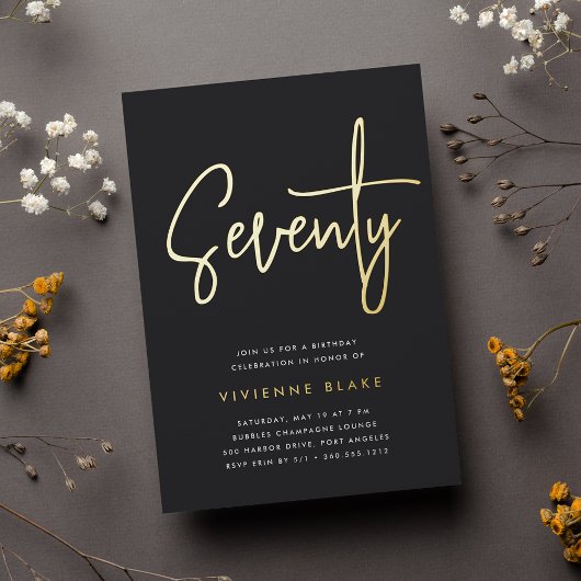 ゴールデンスクリプト70th誕生日パーティー 箔招待状