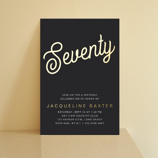 ゴールデンスクリプト70th誕生日パーティー 箔招待状