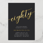ゴールデンスクリプト80th誕生日パーティー 箔招待状 (正面)