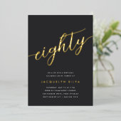 ゴールデンスクリプト80th誕生日パーティー 箔招待状 (立ち正面)