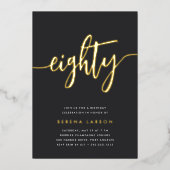 ゴールデンスクリプト80th誕生日パーティー 箔招待状 (正面)