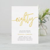 ゴールデンスクリプト80th誕生日パーティー 箔招待状 (立ち正面)