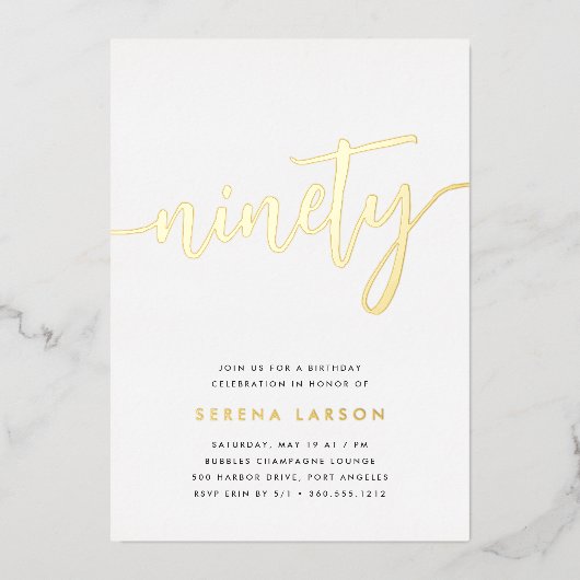 ゴールデンスクリプト90th誕生日パーティー 箔招待状 (正面)