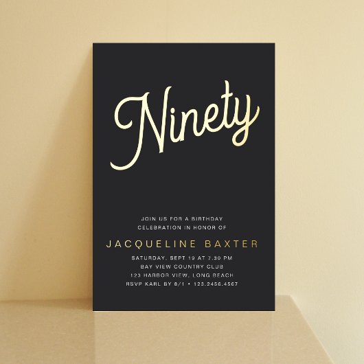 ゴールデンスクリプト90th誕生日パーティー 箔招待状