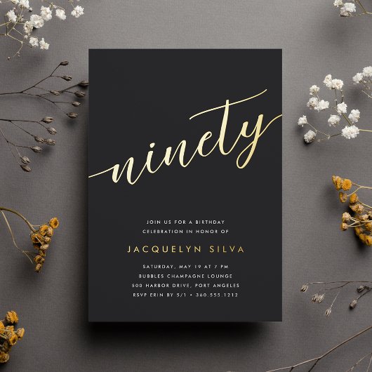 ゴールデンスクリプト90th誕生日パーティー 箔招待状