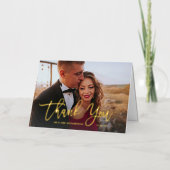 ゴールデンスクリプト |エレガントなウェディングフォトありがとうございました 箔グリーティングカード (正面)