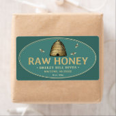 ゴールデンスケップとミツバチ生蜂蜜ラベルティール（緑がかった色） ラベル (インサイチュ)